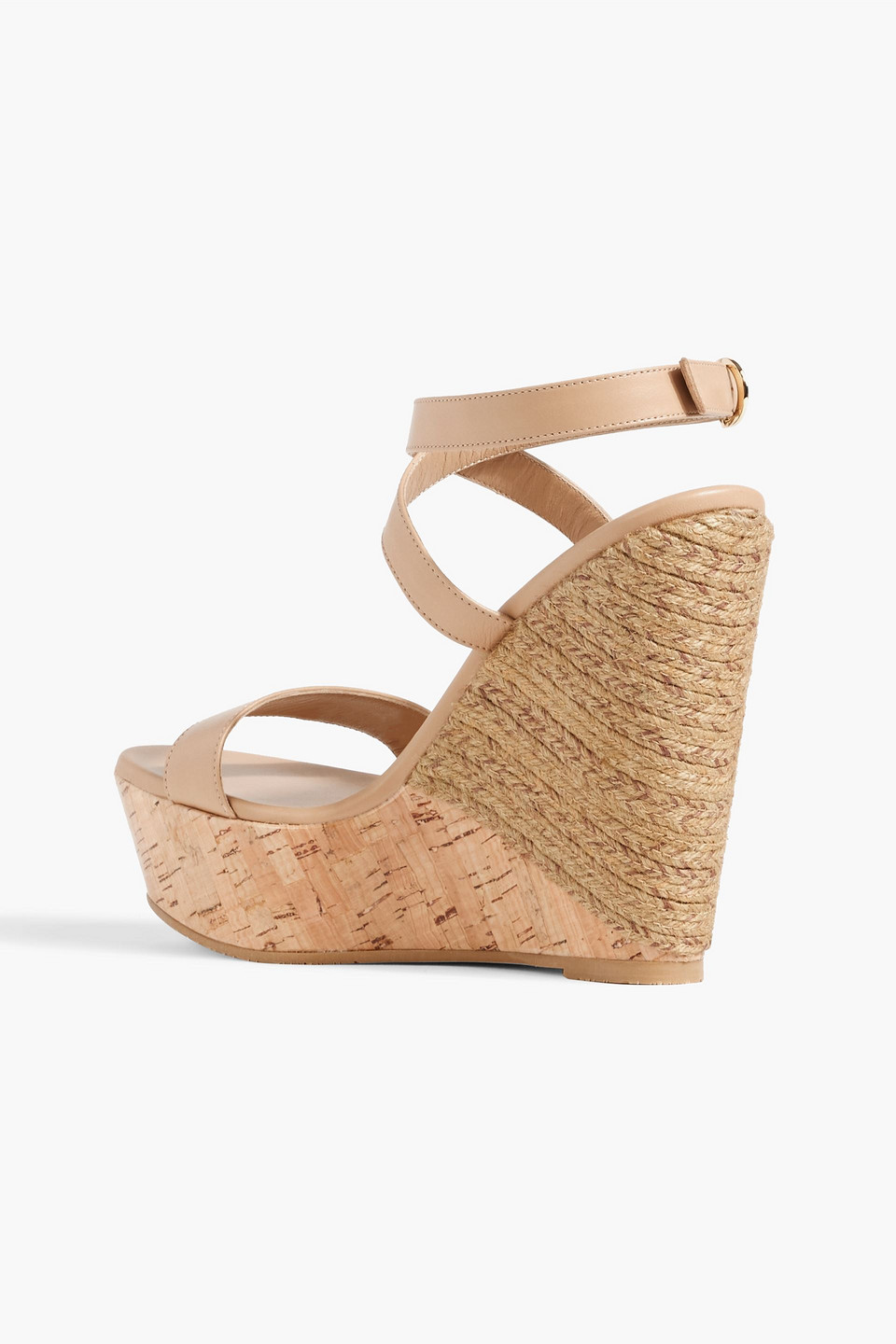STUART WEITZMAN LEATHER ESPADRILLE WEDGE SANDALS