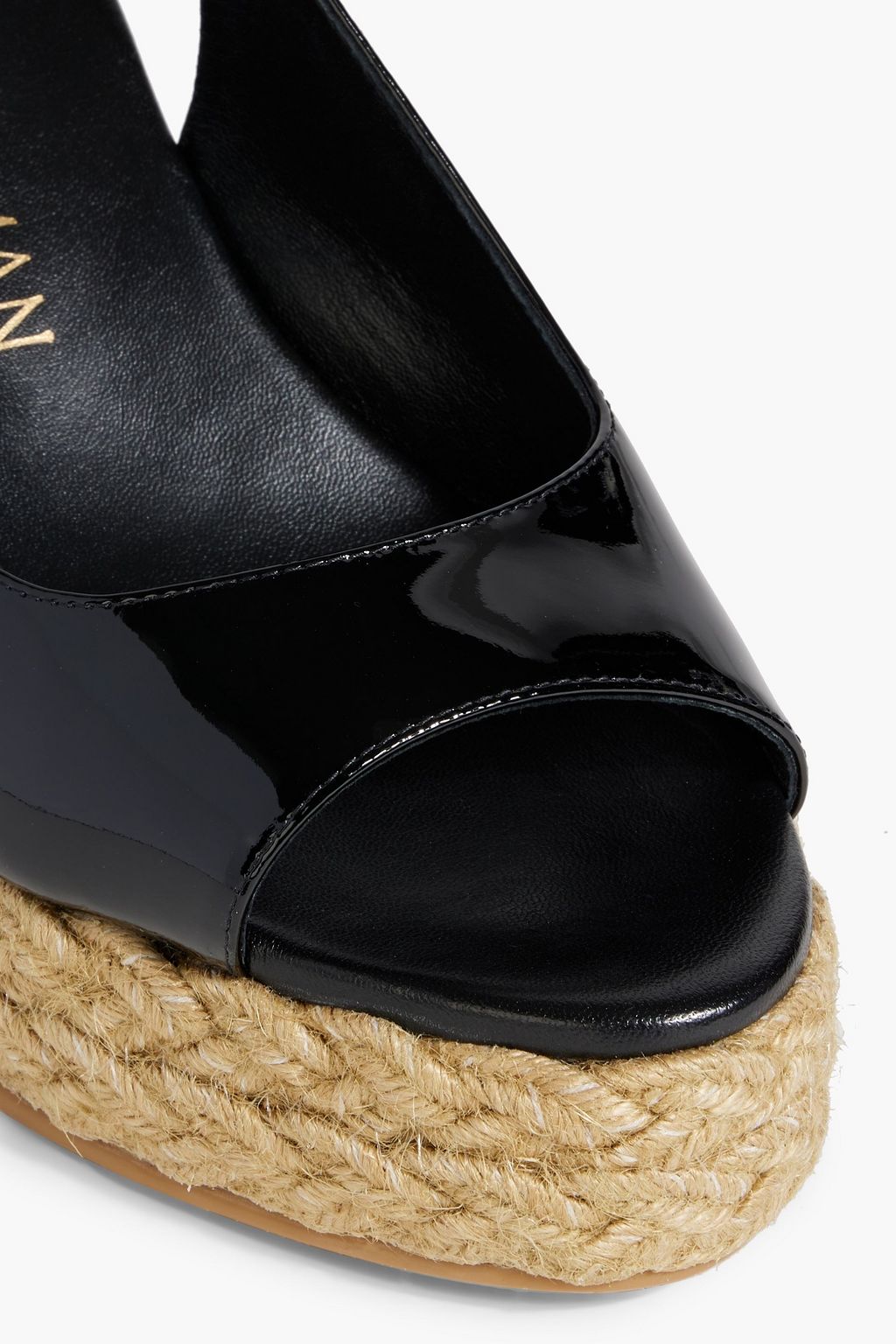 STUART WEITZMAN Island パテントレザー スリングバックエスパドリーユウェッジサンダル