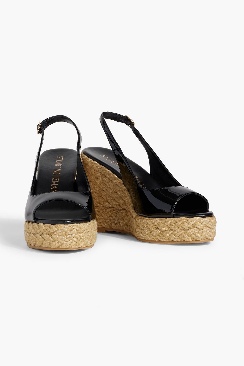 STUART WEITZMAN Island パテントレザー スリングバックエスパドリーユウェッジサンダル