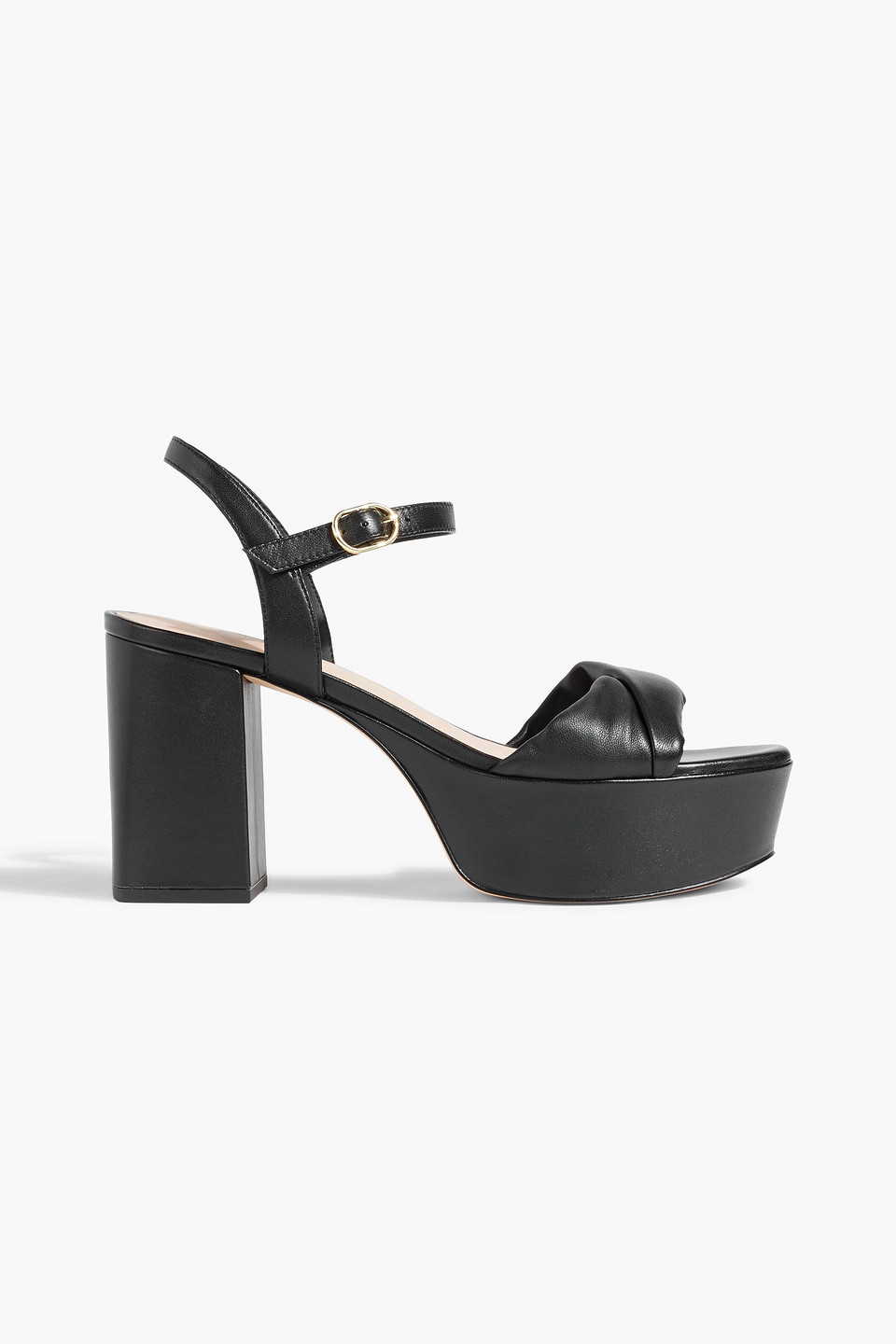 Stuart Weitzman Everly Leather Platform Sandals In Black