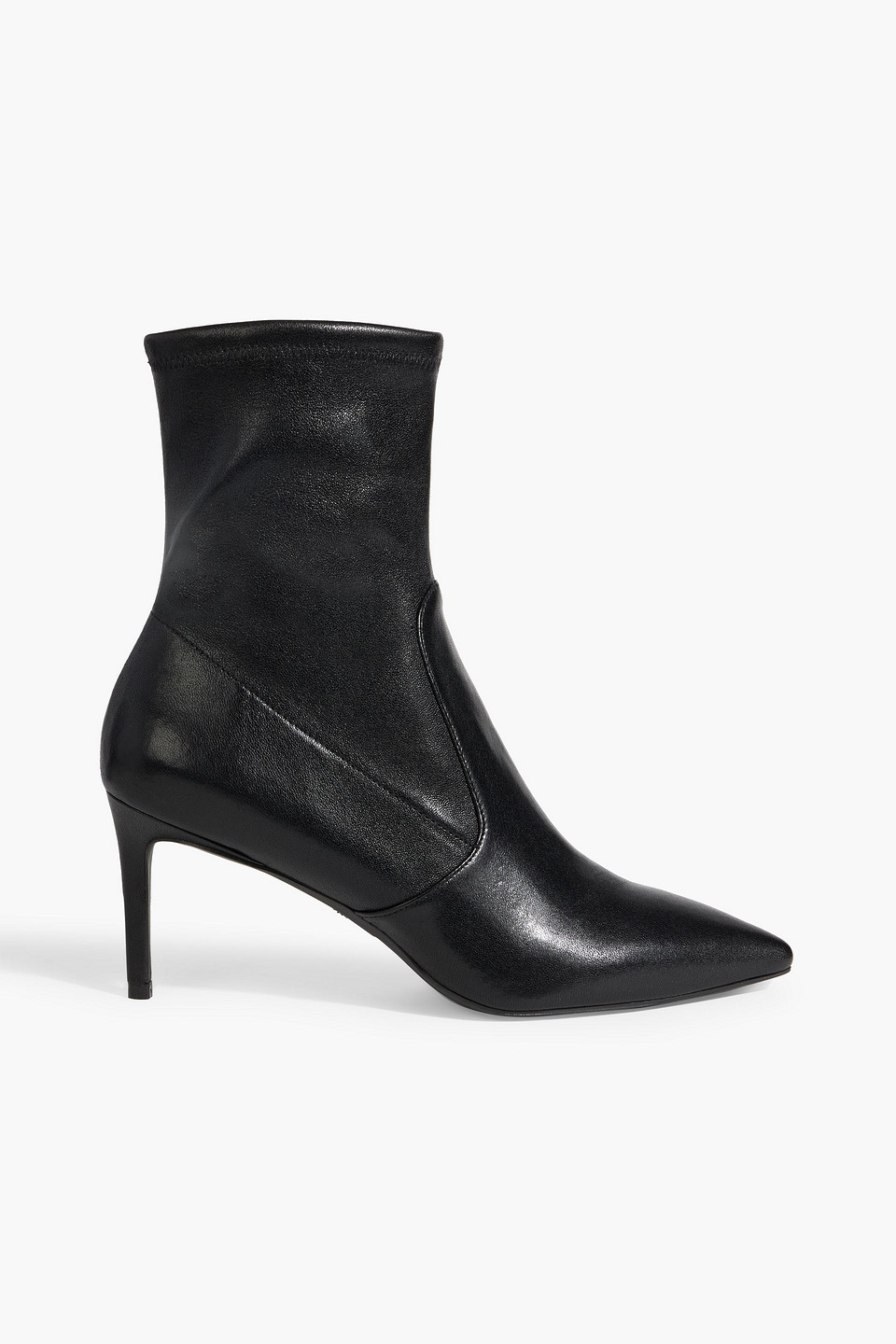 Stuart Weitzman Linsi 75 Leather Sock Boots In Black