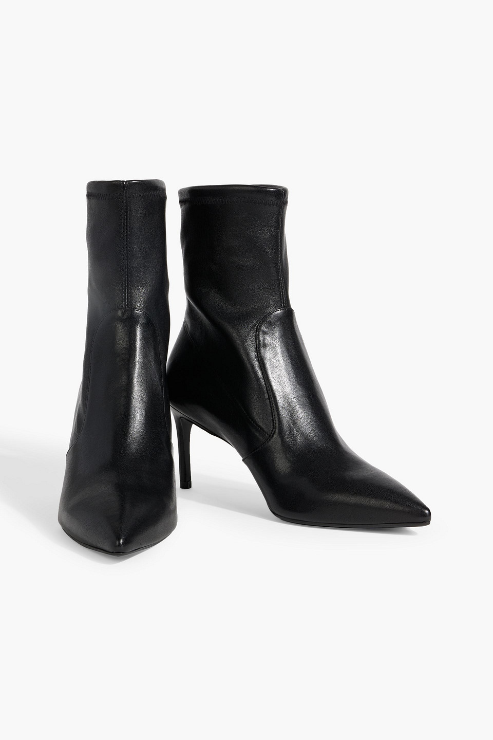 Stuart Weitzman Linsi 75 Leather Sock Boots In Black