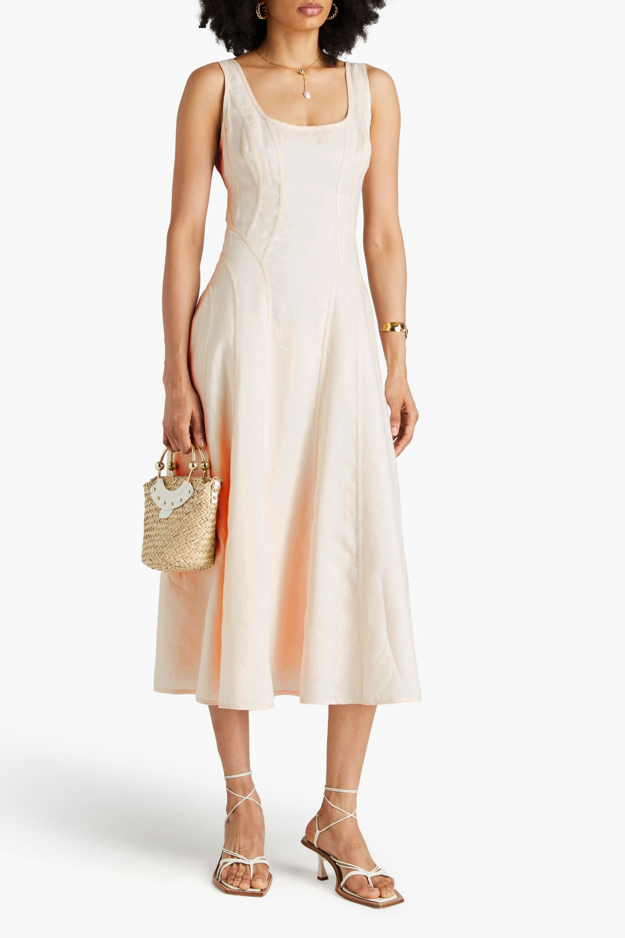 Zimmermann Bead-embellished cutout linen midi dress