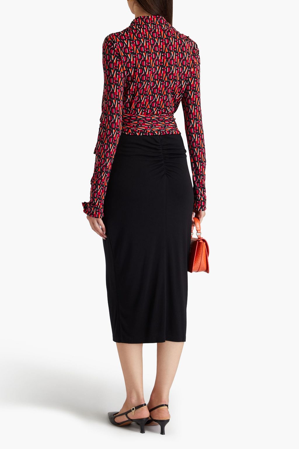 DIANE VON FURSTENBERG تنورة Callisto متوسطة الطول من جيرسي من مزيج صوف ولايوسيل وبتأثير مزموم
