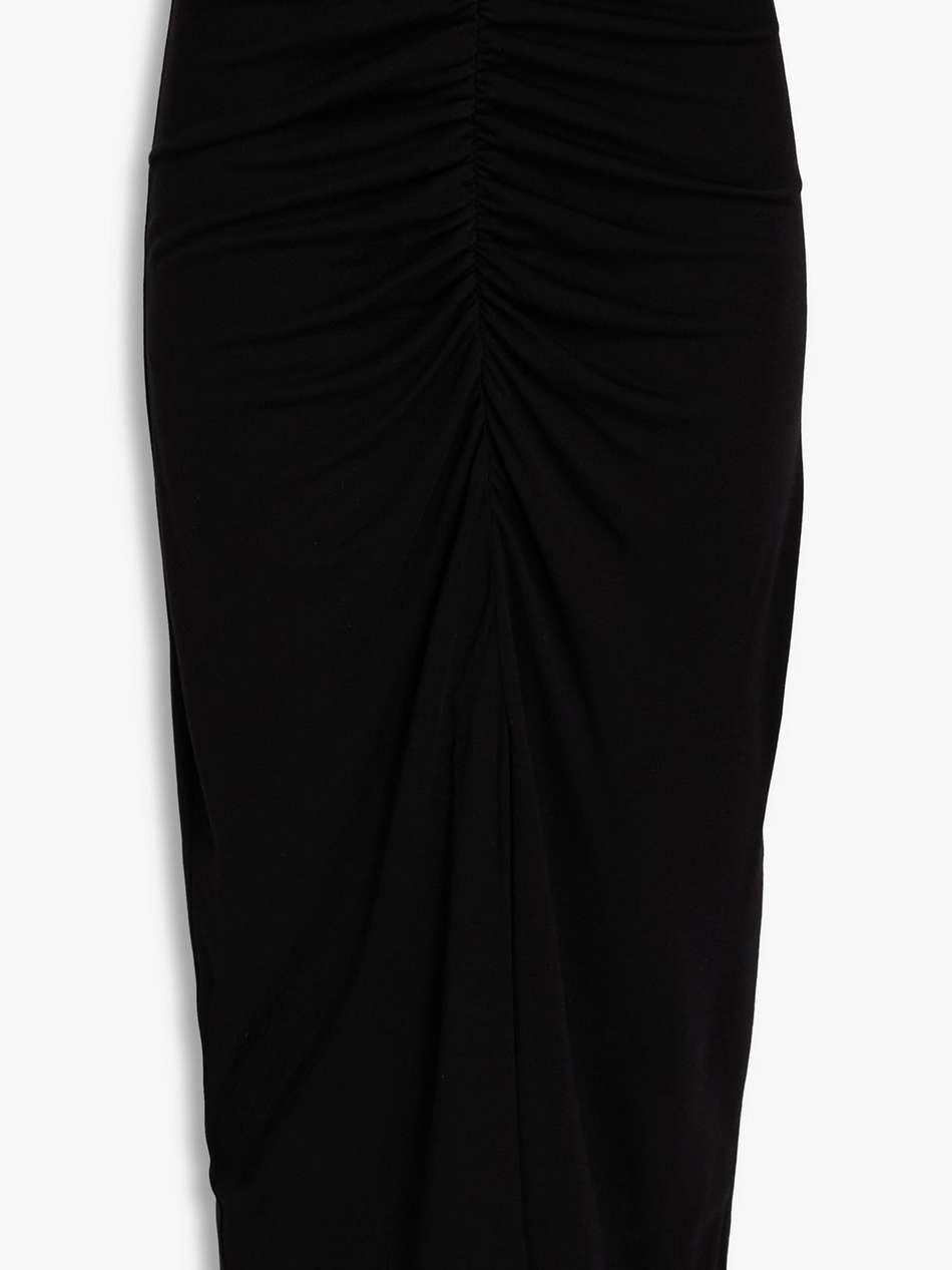 callisto ruched lyocell and wool-blend jersey midi skirt