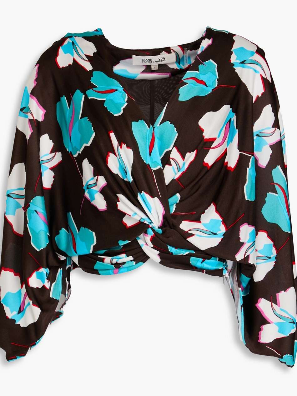 fran cropped floral-print jersey top