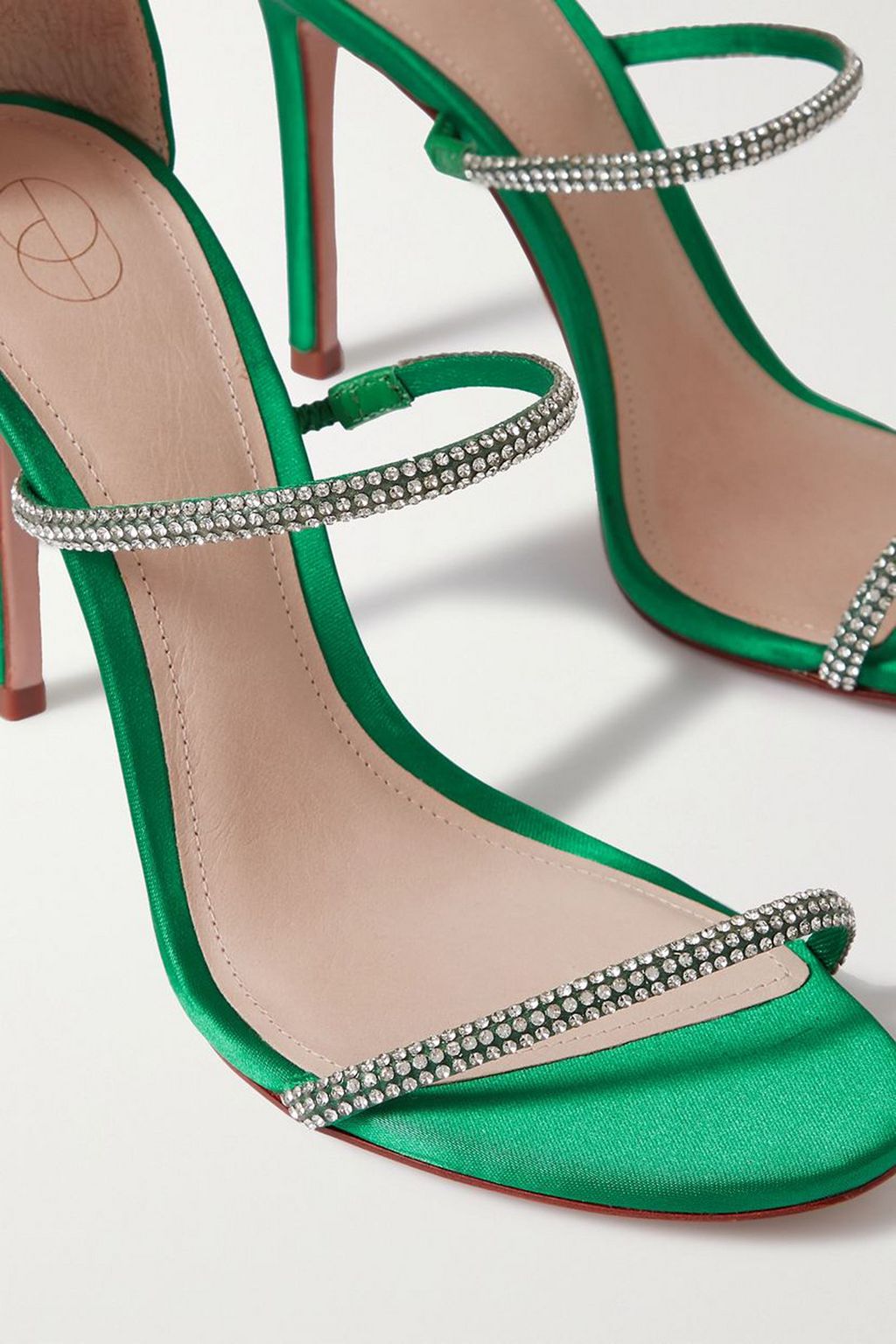PORTE & PAIRE Crystal-embellished satin sandals