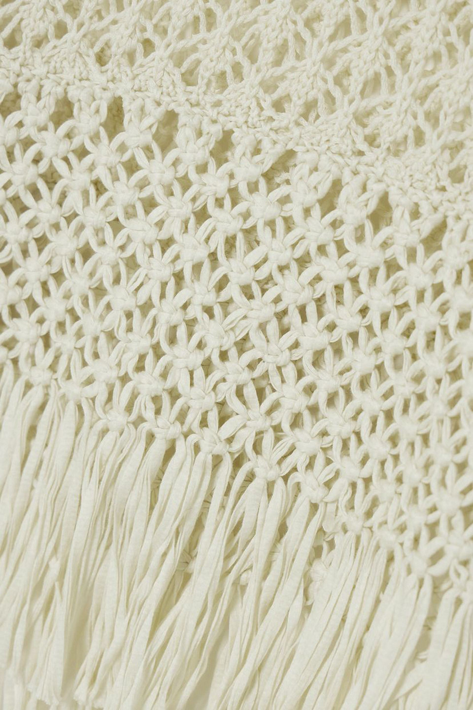 Polo Ralph Lauren Fringed Crocheted And Macramé Cotton Top In Ivory