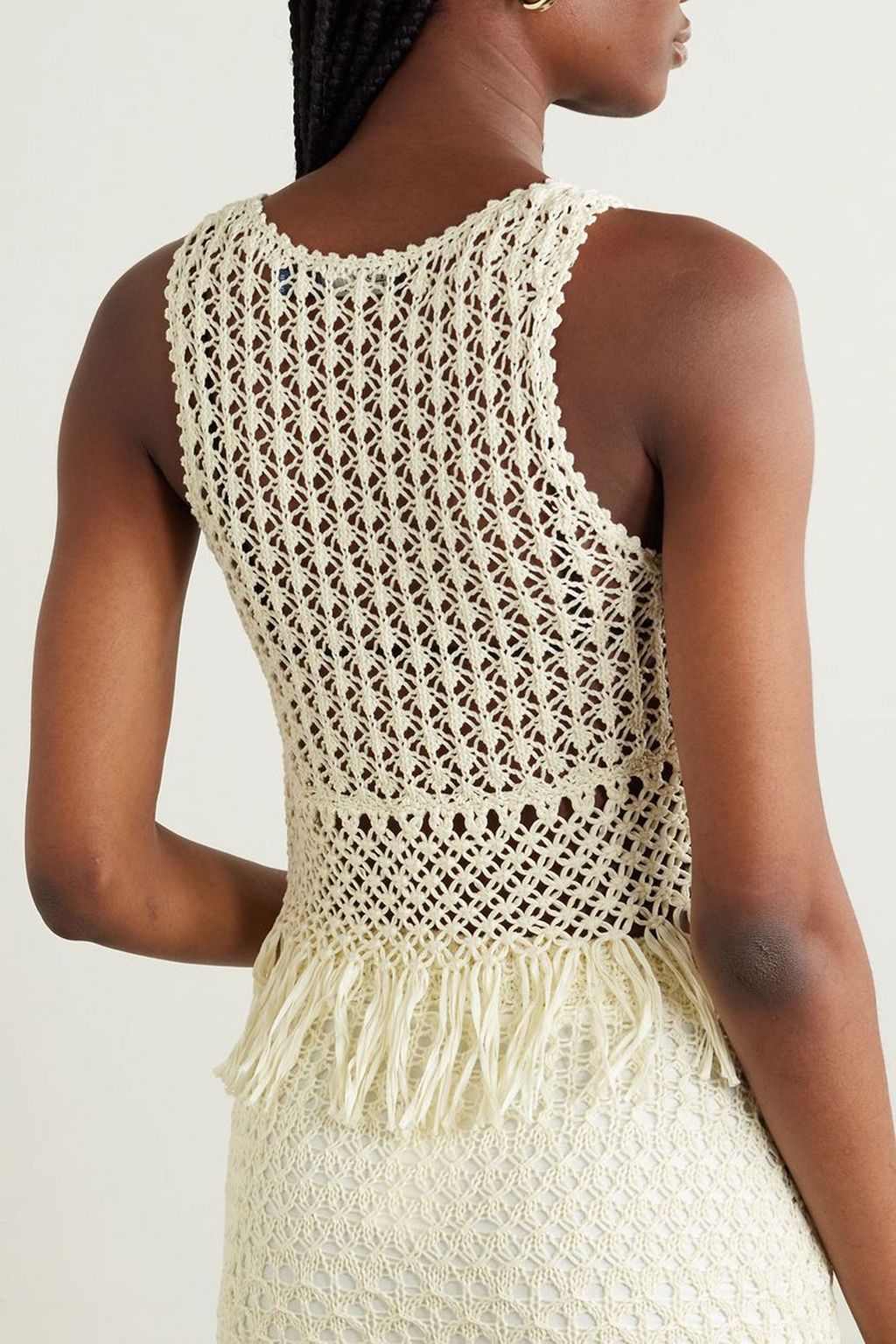 POLO RALPH LAUREN Fringed crocheted and macramé cotton top