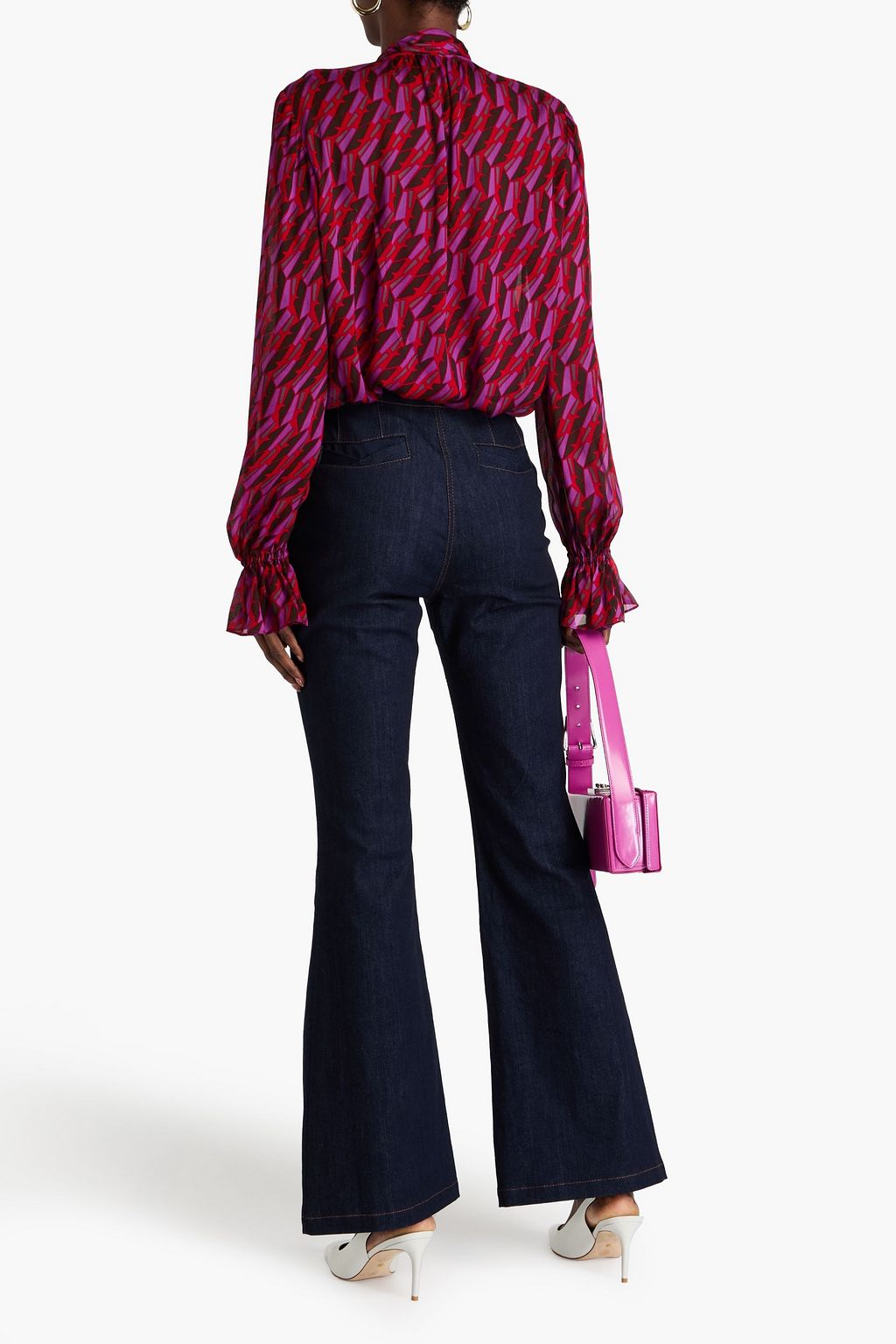 DIANE VON FURSTENBERG بنطلون جينز بحواف واسعة وخصر مرتفع