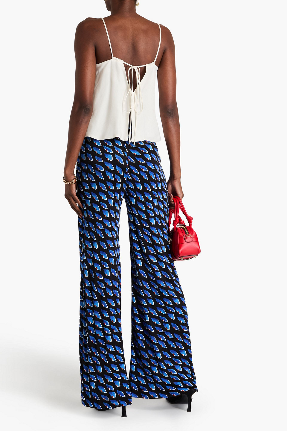 Diane Von Furstenberg Holly Printed Jersey Wide-leg Pants In Blue