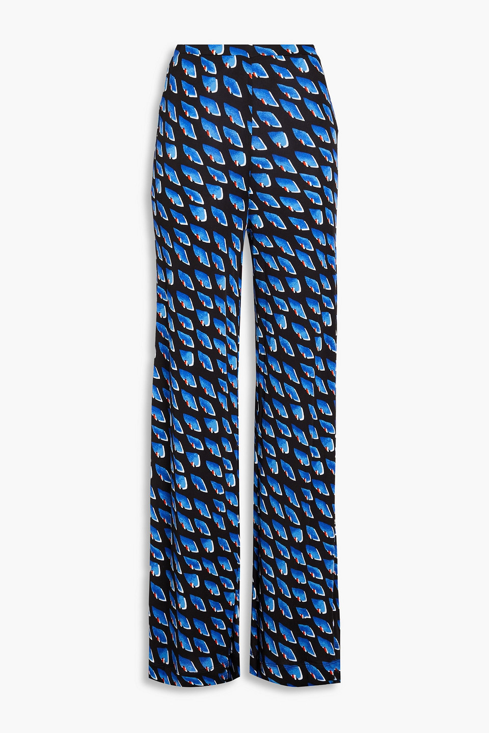 Diane Von Furstenberg Holly Printed Jersey Wide-leg Pants In Blue