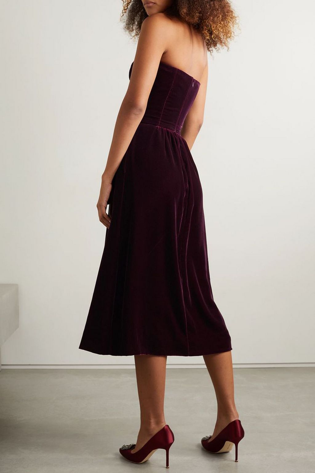 RALPH LAUREN PURPLE LABEL Jair strapless velvet midi dress