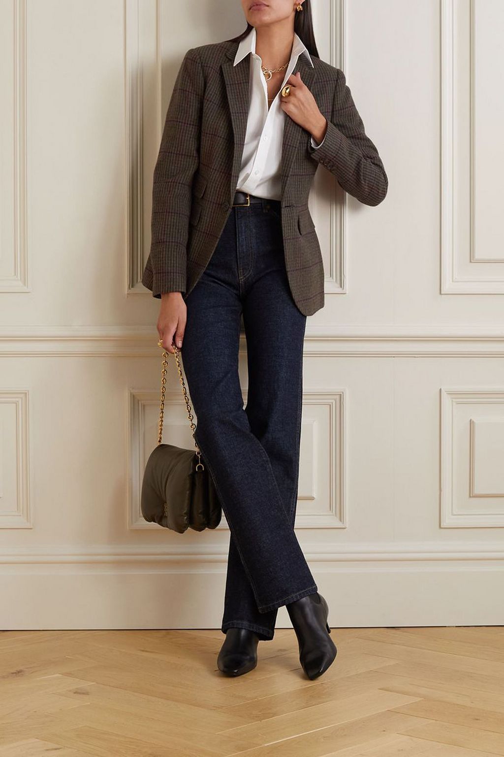 RALPH LAUREN PURPLE LABEL Parker checked wool and cashmere-blend blazer