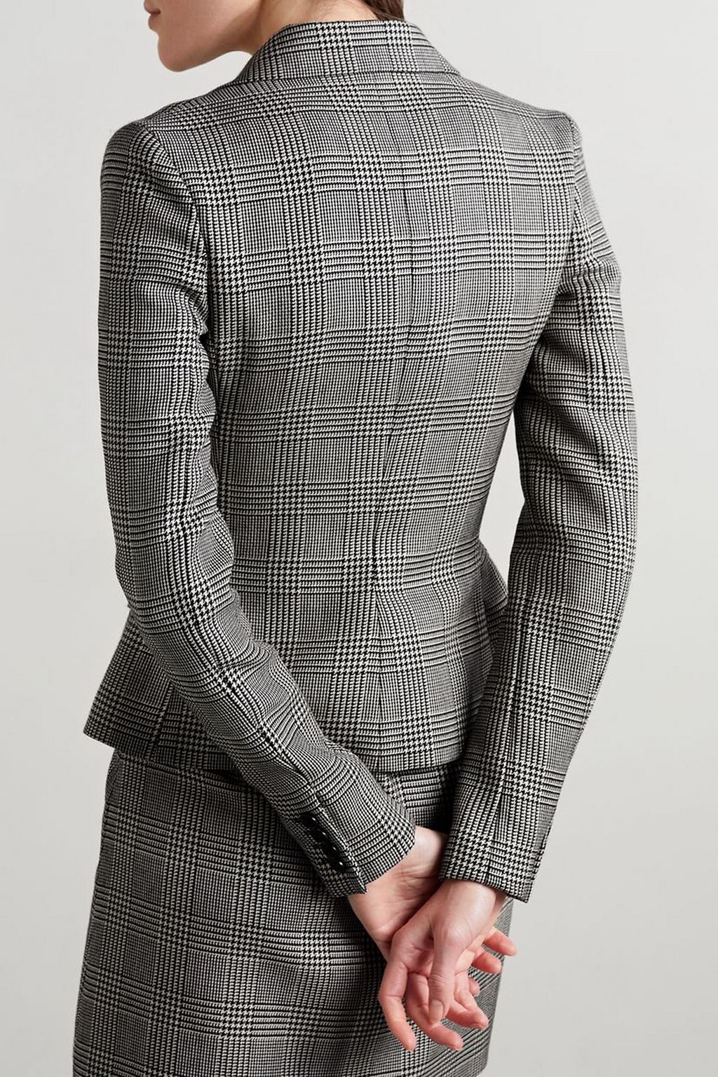 RALPH LAUREN PURPLE LABEL Madelena double-breasted houndstooth wool peplum jacket