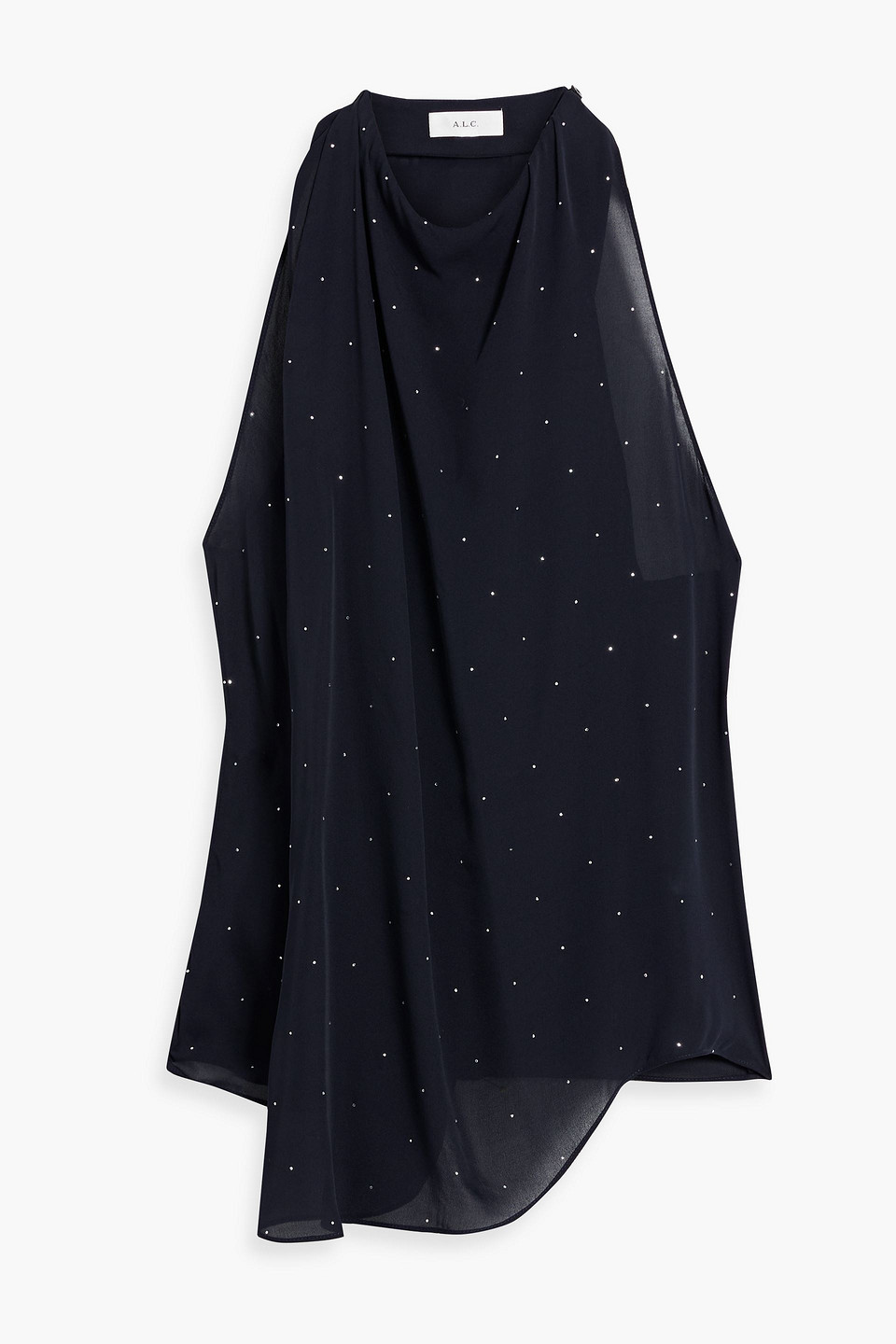 A.l.c Amelia Crystal-embellished Silk-chiffon Top In Navy
