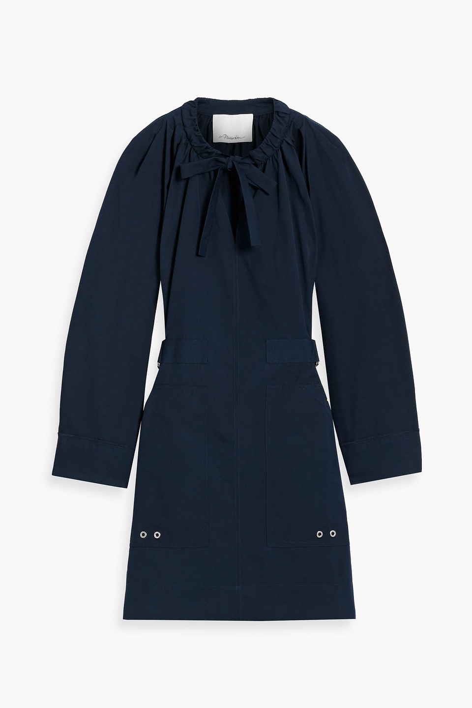 3.1 Phillip Lim Belted Cotton Oxford Mini Dress In Navy