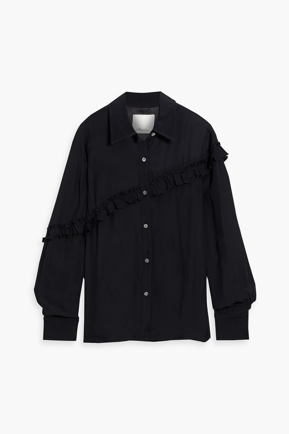 3.1 Phillip Lim Ruffled Crepe Shirt In Black