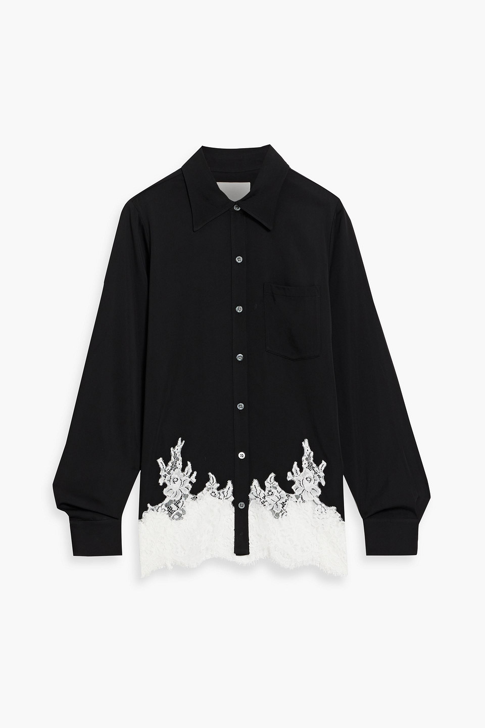 3.1 Phillip Lim Lace-trimmed Crepe Shirt In Black