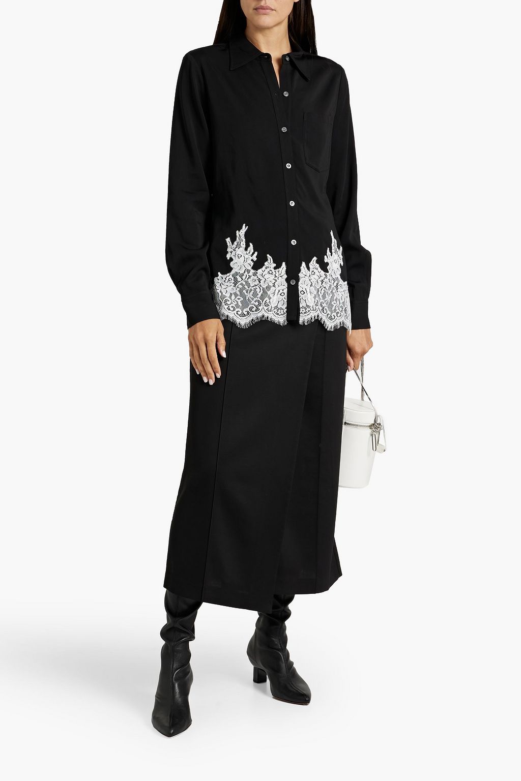 3.1 PHILLIP LIM Lace-trimmed crepe shirt