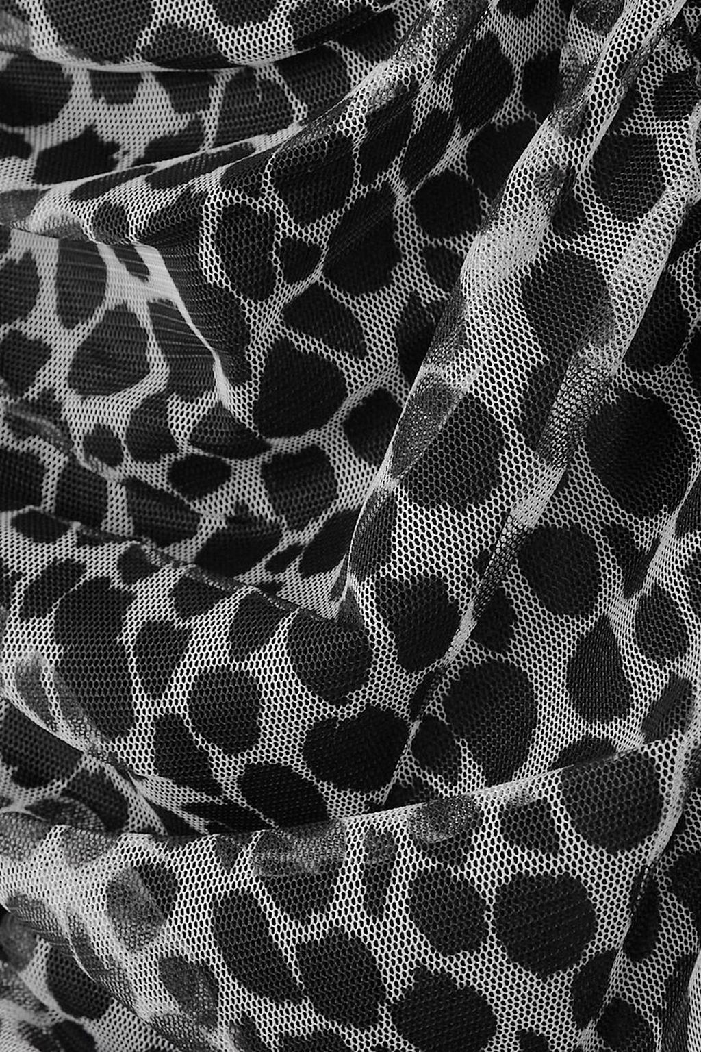 PHILOSOPHY DI LORENZO SERAFINI Ruched leopard-print tulle midi dress