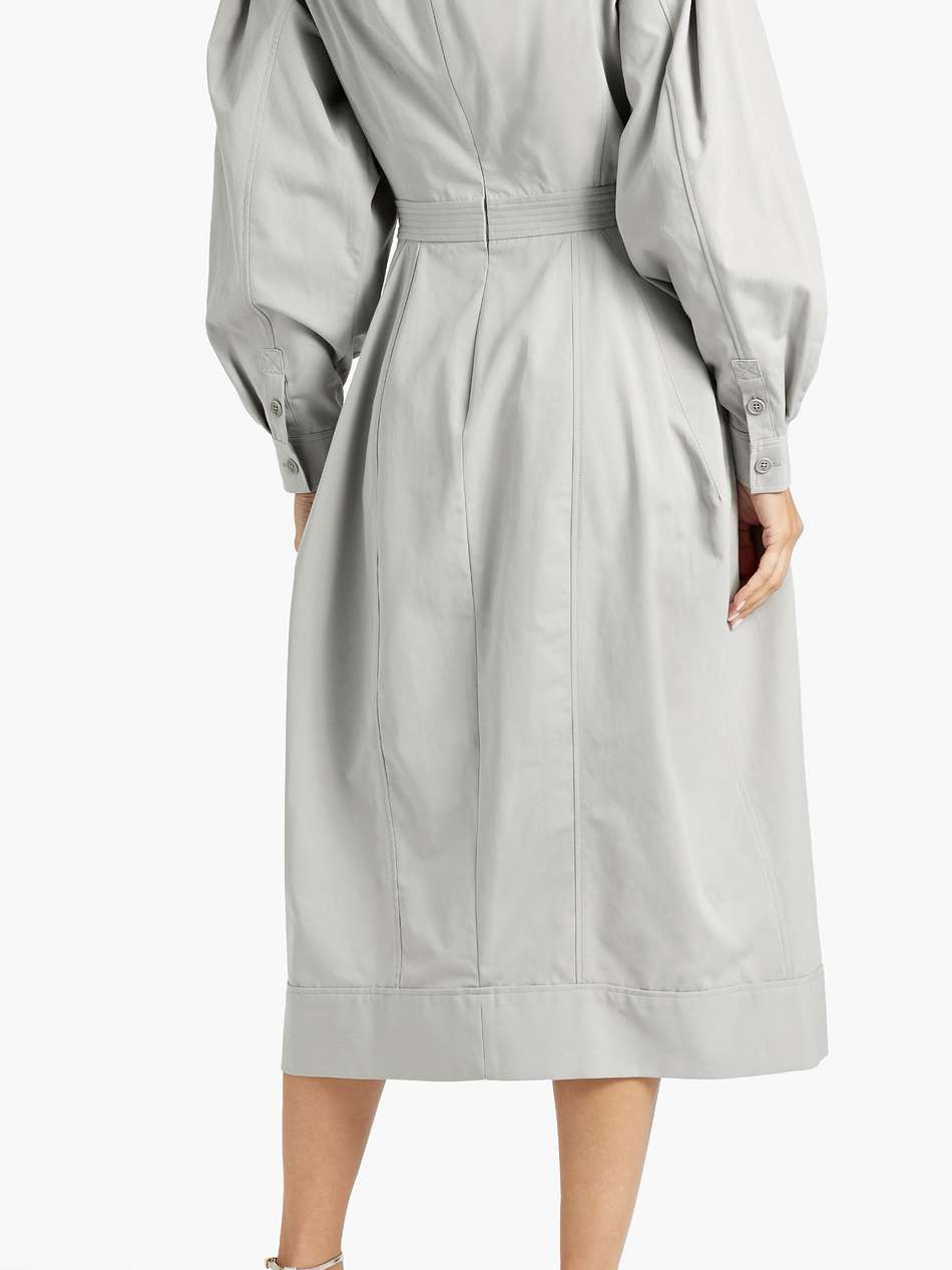 belted cotton-poplin midi dress
