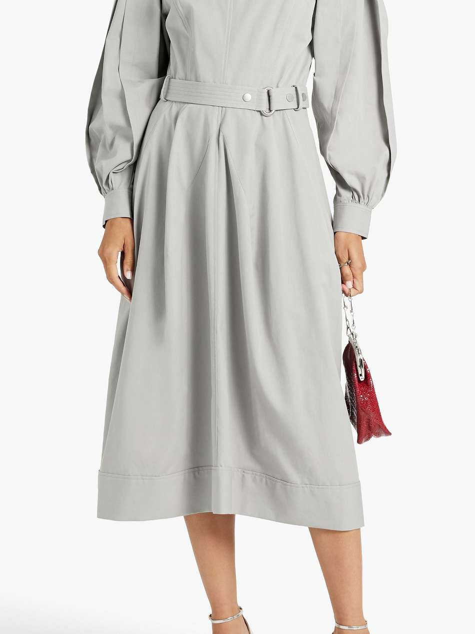 belted cotton-poplin midi dress