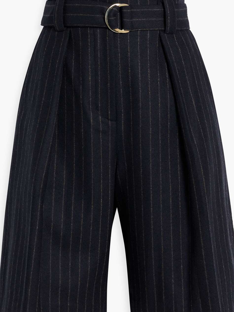 belted pinstriped wool-blend shorts