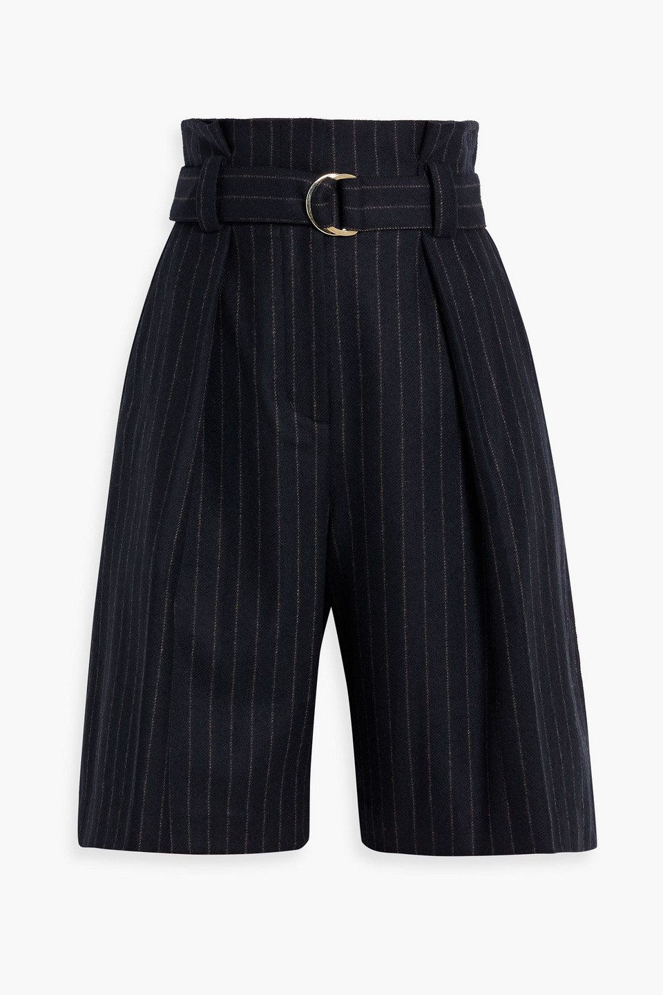 3.1 Phillip Lim Belted Pinstriped Wool-blend Shorts In Midnight Blue