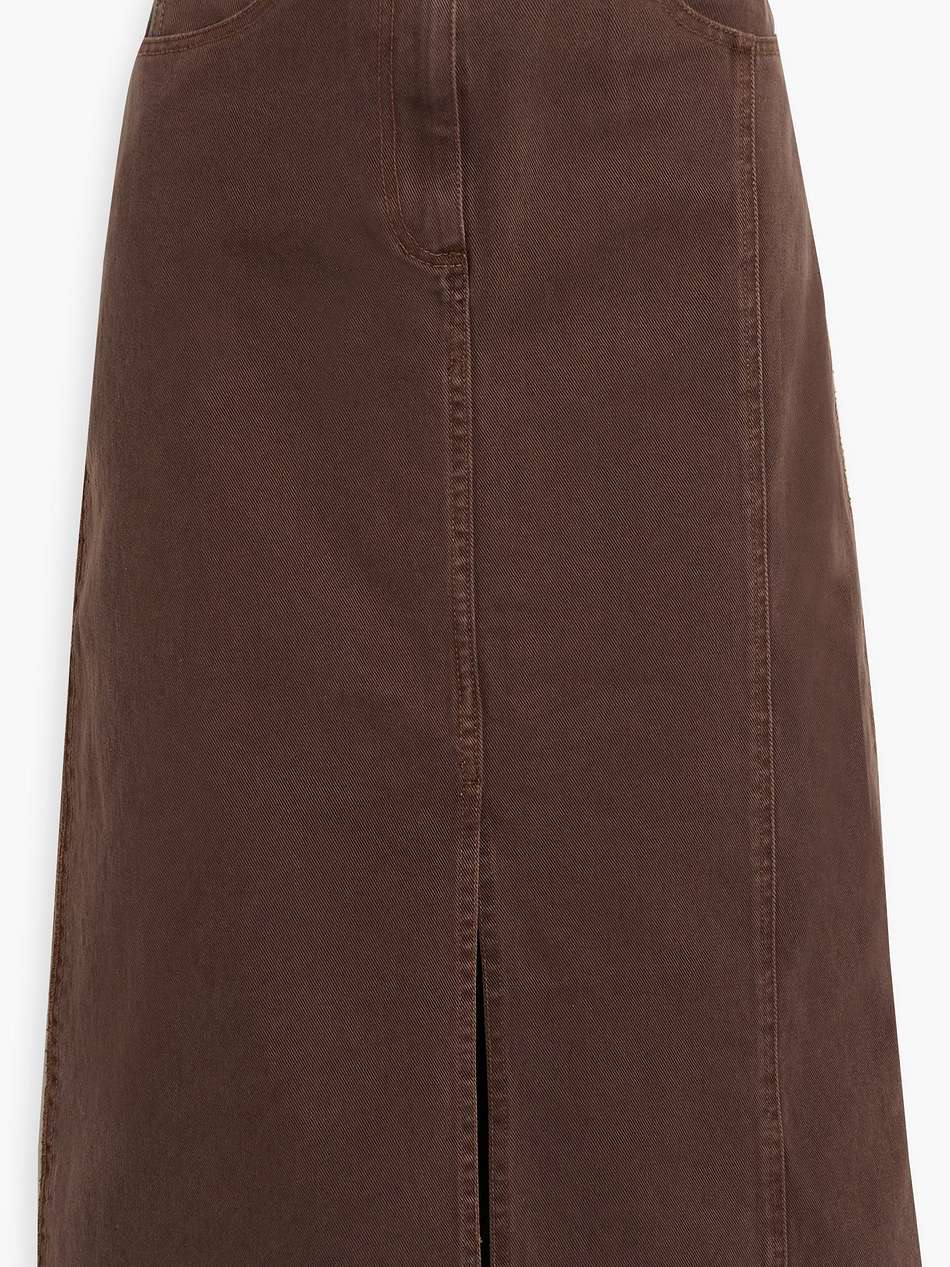 belted denim midi skirt