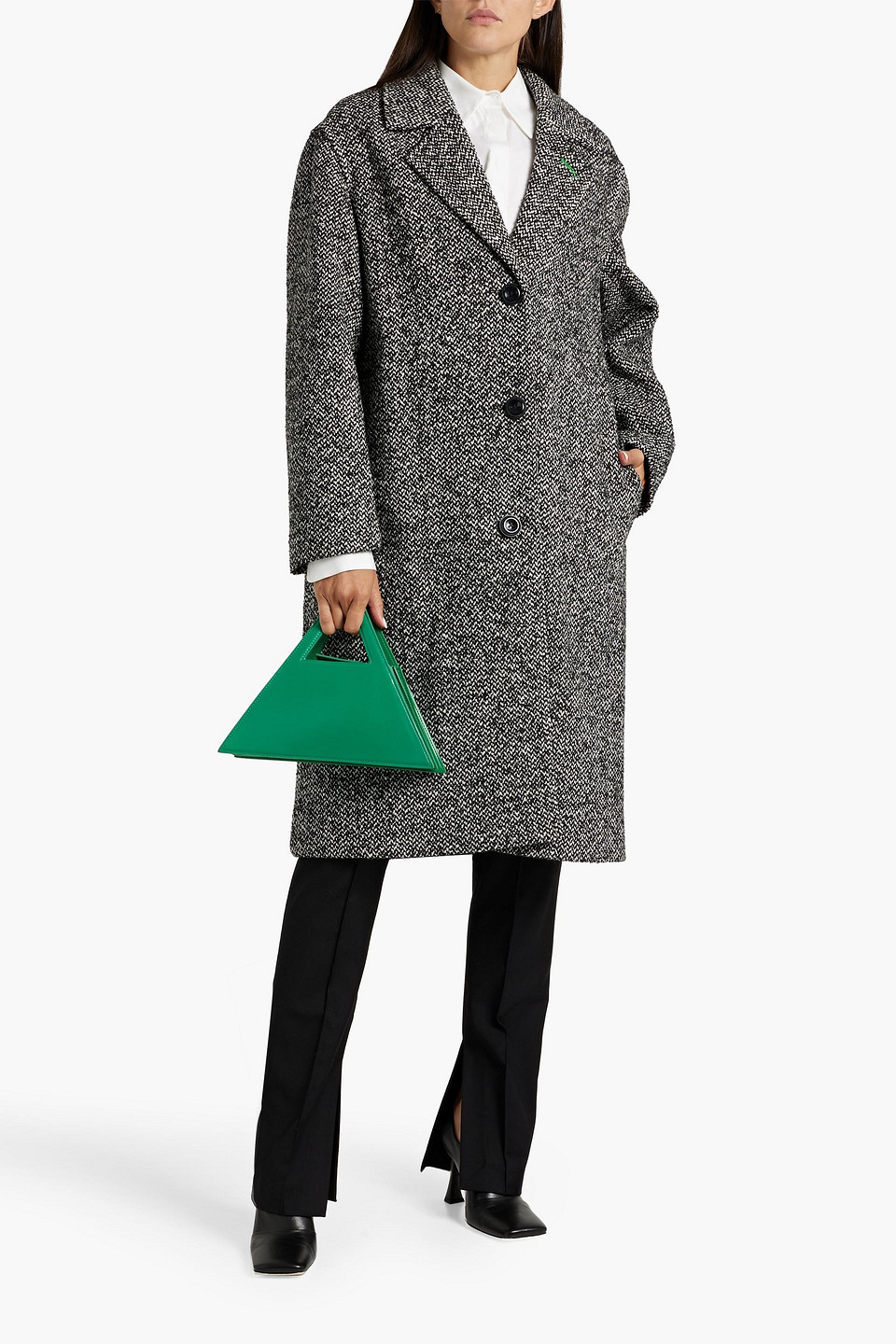 3.1 Phillip Lim Tweed Coat In Black