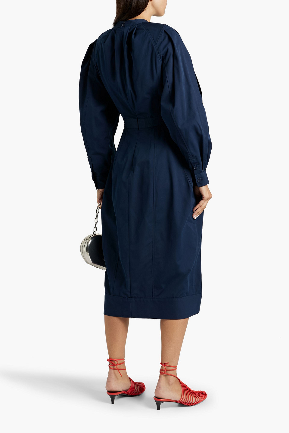 3.1 Phillip Lim Belted Cotton Oxford Midi Dress In Navy
