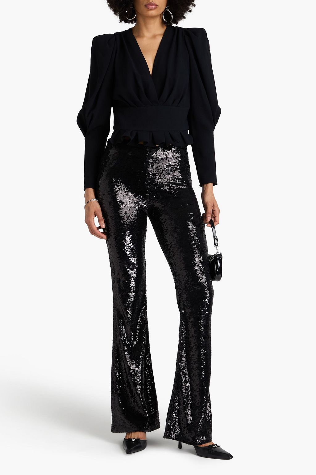 IRO Wrap-effect pleated crepe top