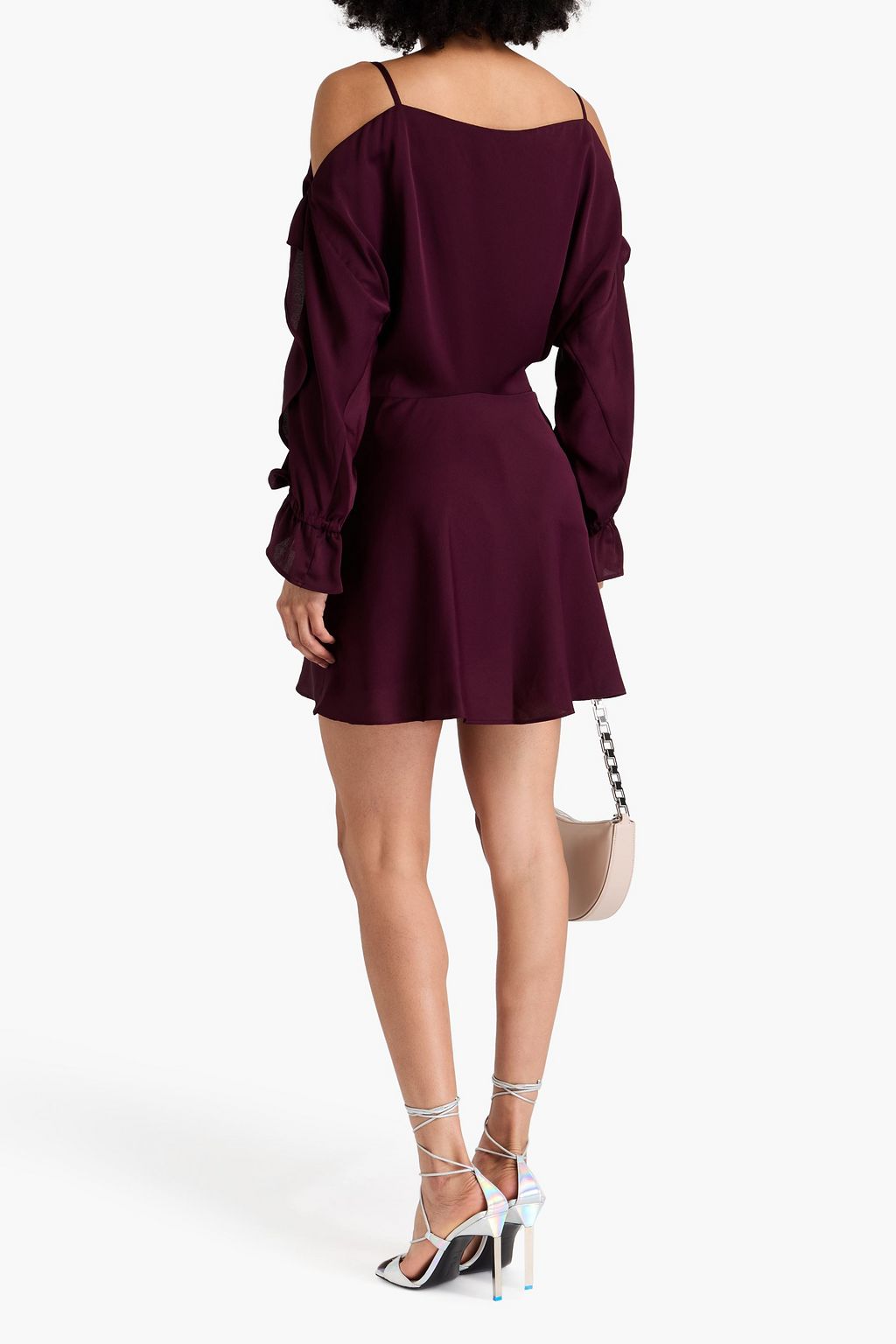 IRO Larya Minikleid aus Crêpe de Chine mit Rüschen und Cut-outs