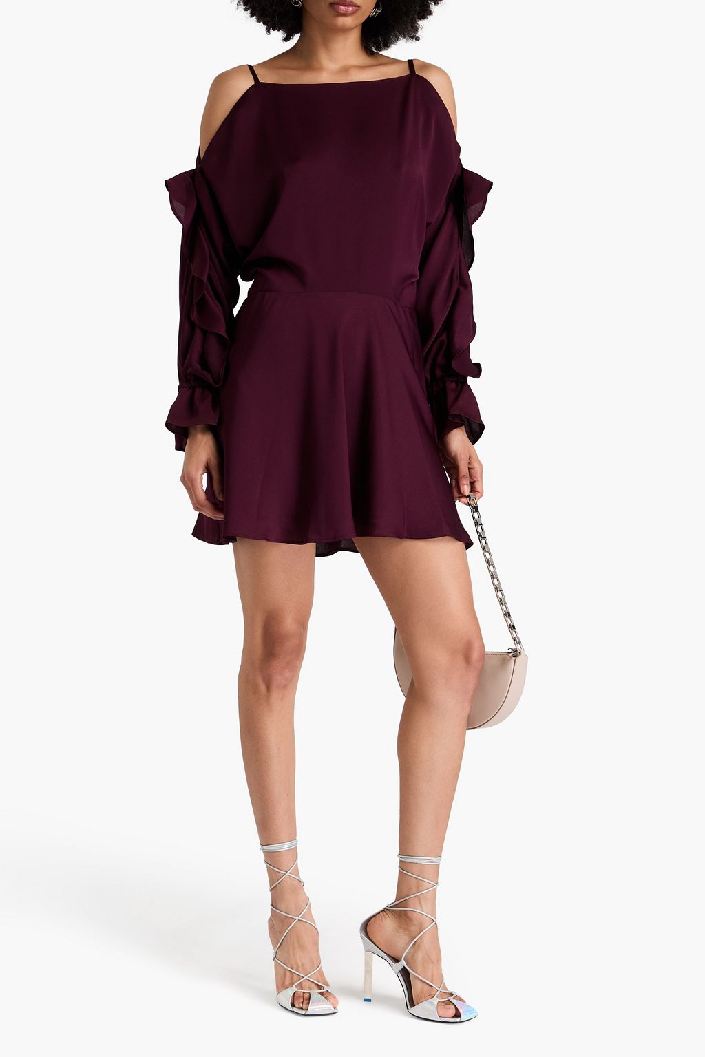 IRO Larya Minikleid aus Crêpe de Chine mit Rüschen und Cut-outs