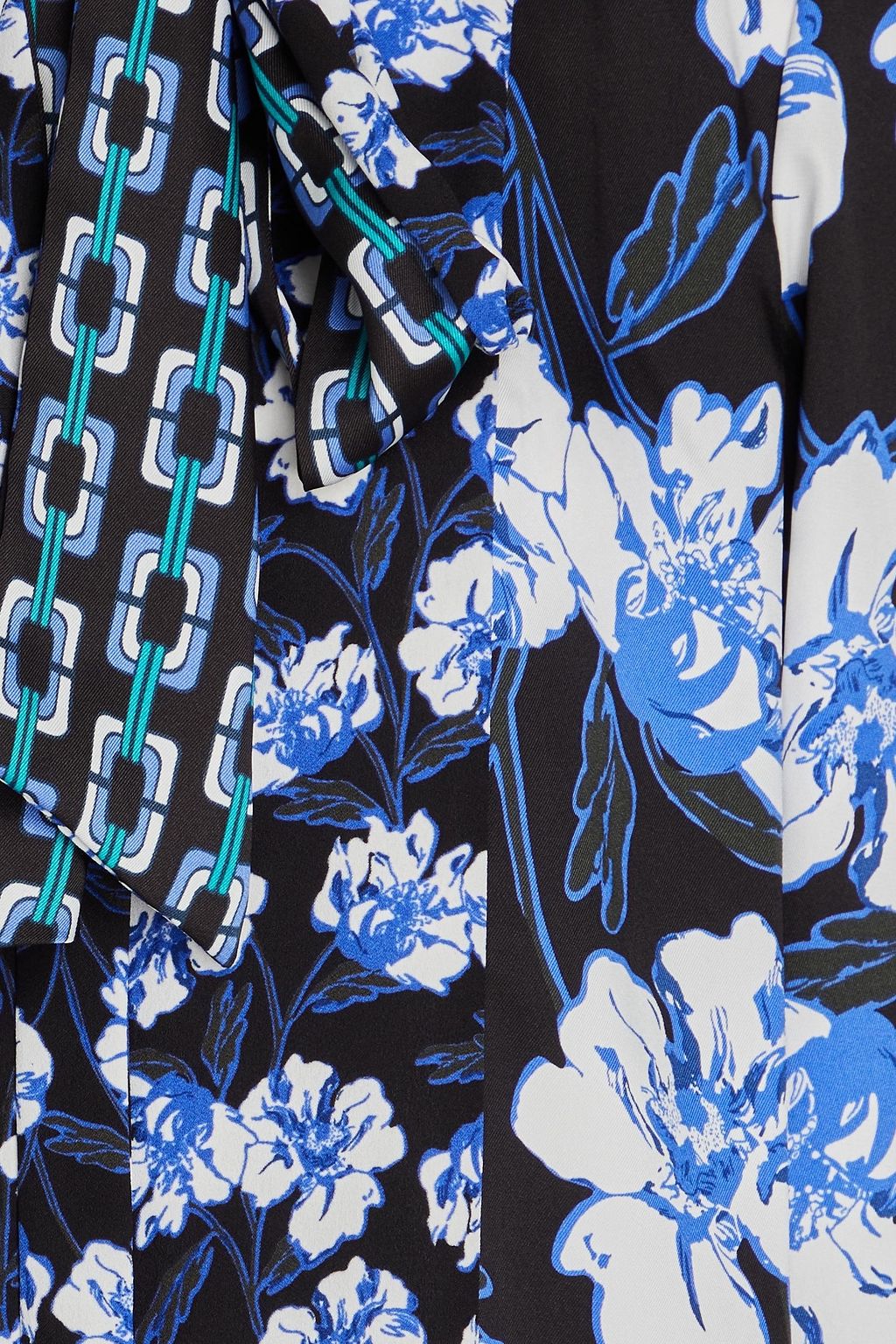 DIANE VON FURSTENBERG Hardy pussy-bow floral-print twill shirt