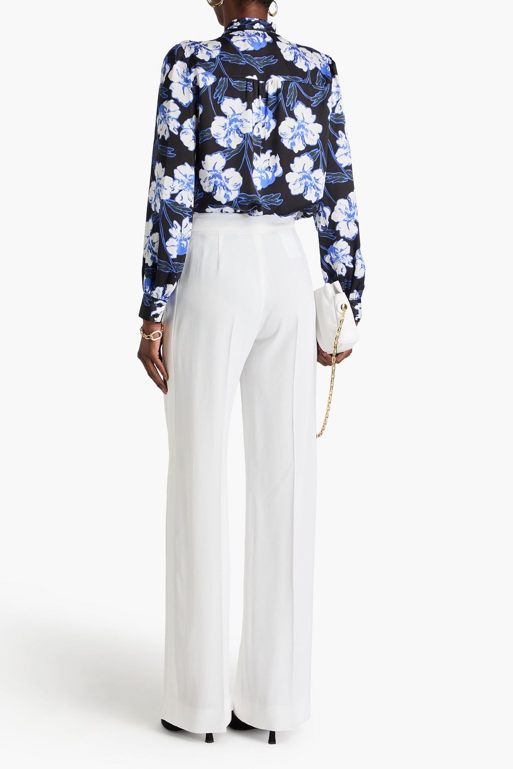 DIANE VON FURSTENBERG Hardy pussy-bow floral-print twill shirt