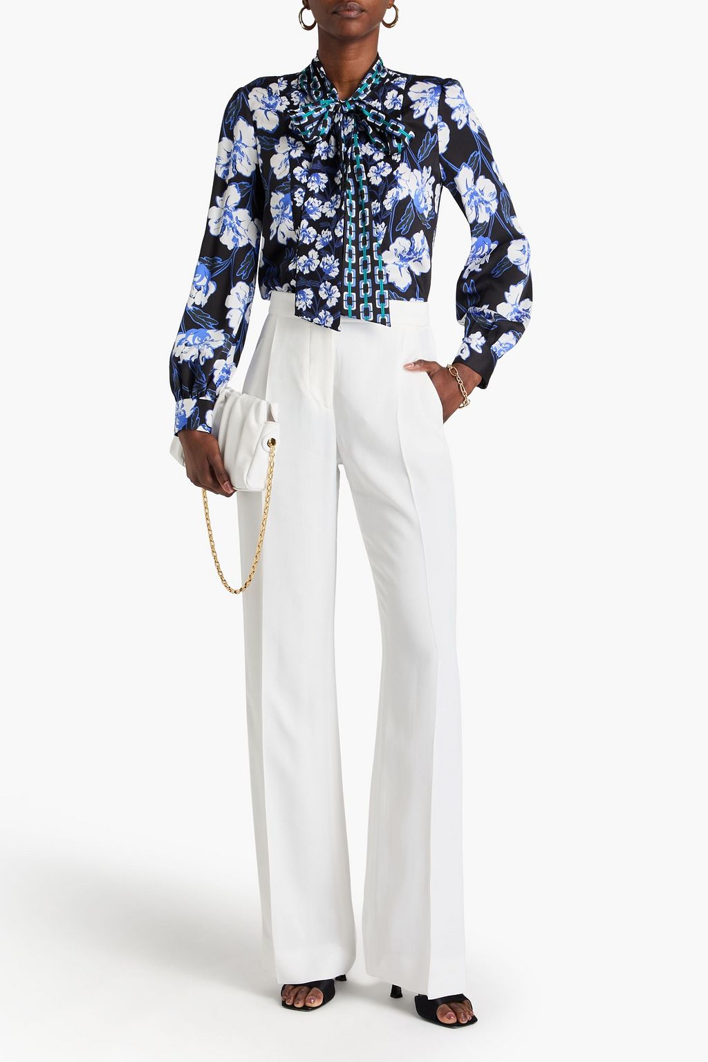DIANE VON FURSTENBERG Hardy pussy-bow floral-print twill shirt