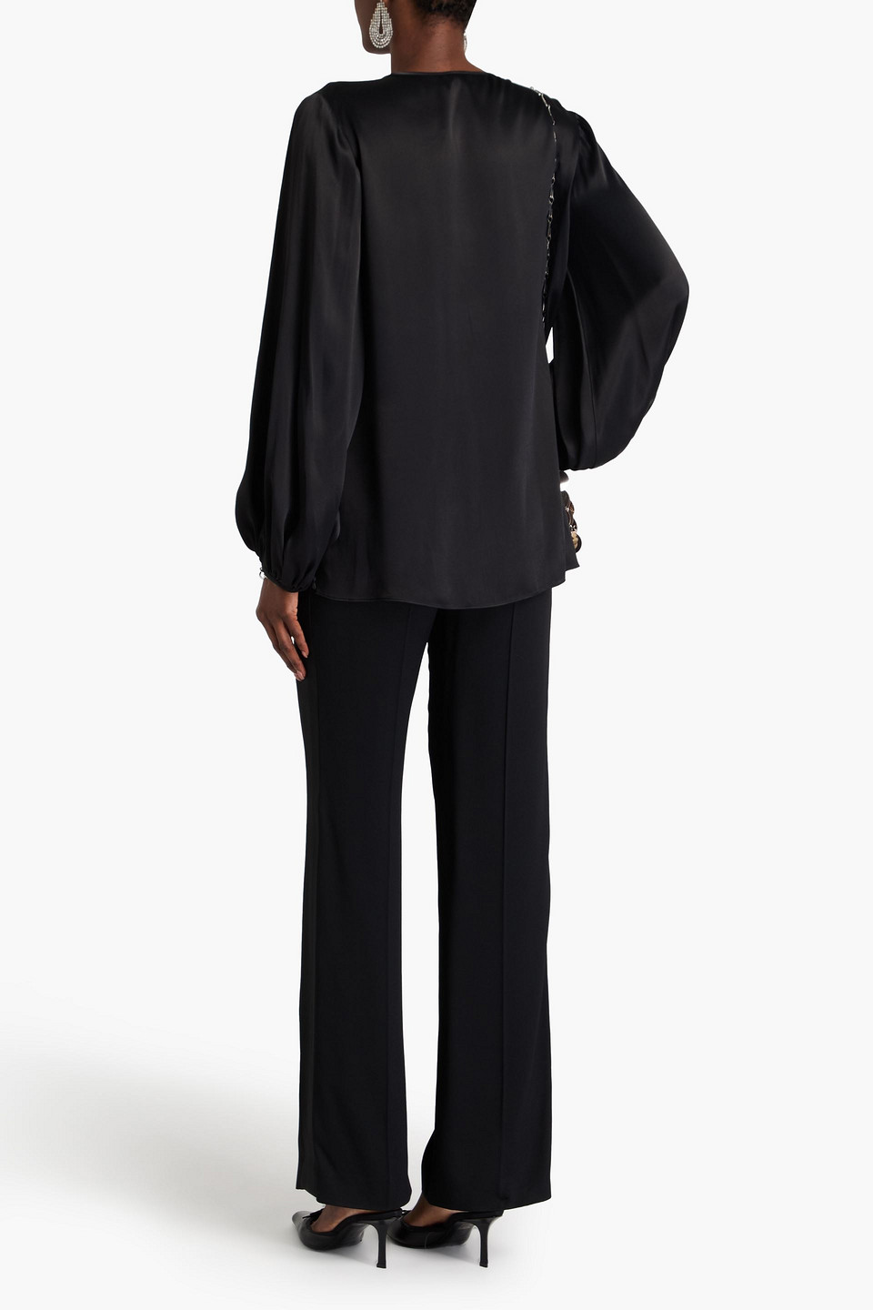 DIANE VON FURSTENBERG FREDDIE GATHERED SATIN-CREPE BLOUSE