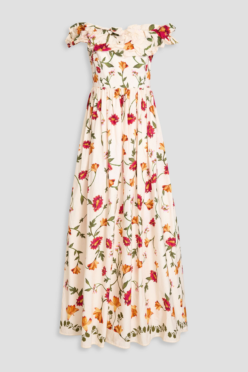 AGUA BY AGUA BENDITA Espliego Oasis off-the-shoulder floral-print cotton-poplin maxi dress | Smart Closet AGUA BY AGUA BENDITA Espliego Oasis off-the-shoulder floral-print cotton-poplin maxi dress | Smart Closet