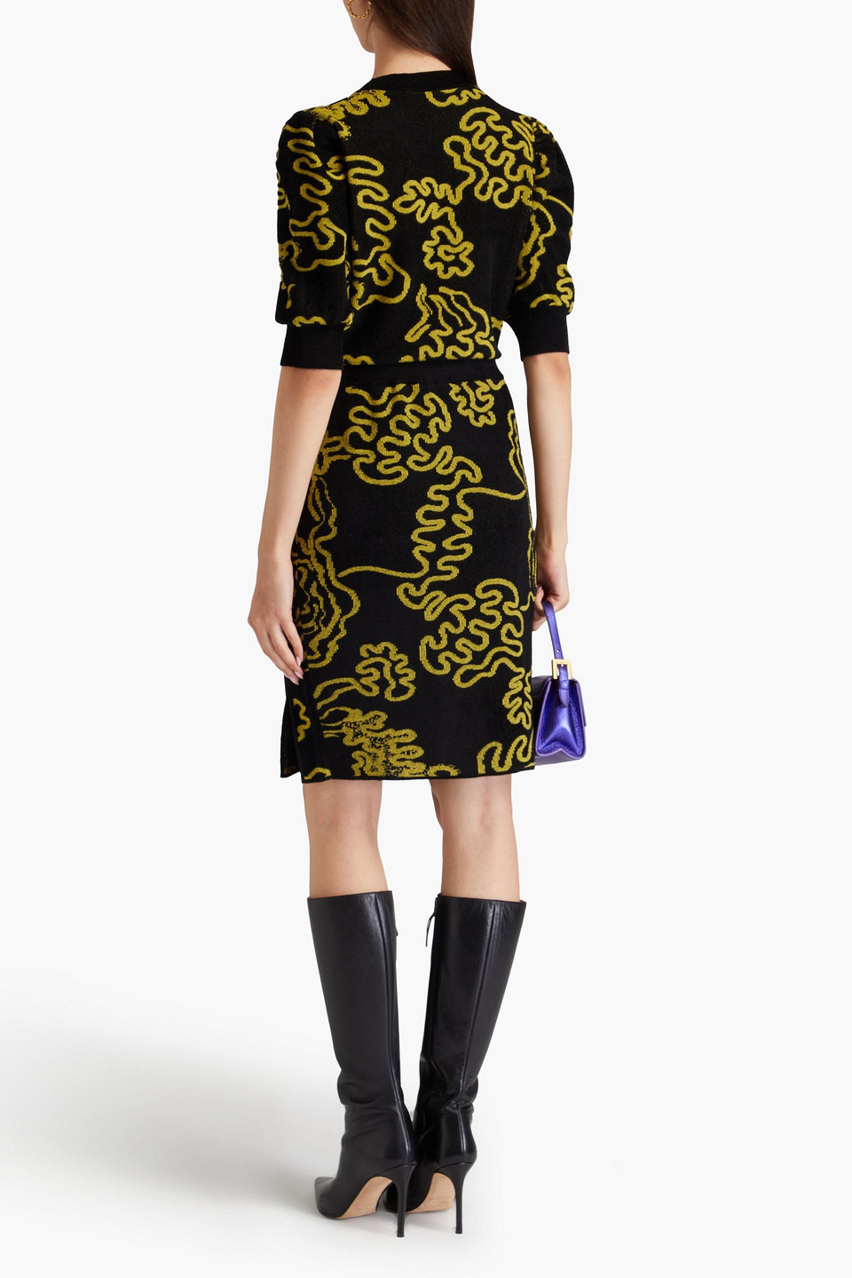 Diane Von Furstenberg Gusta Jacquard-knit Skirt In Black