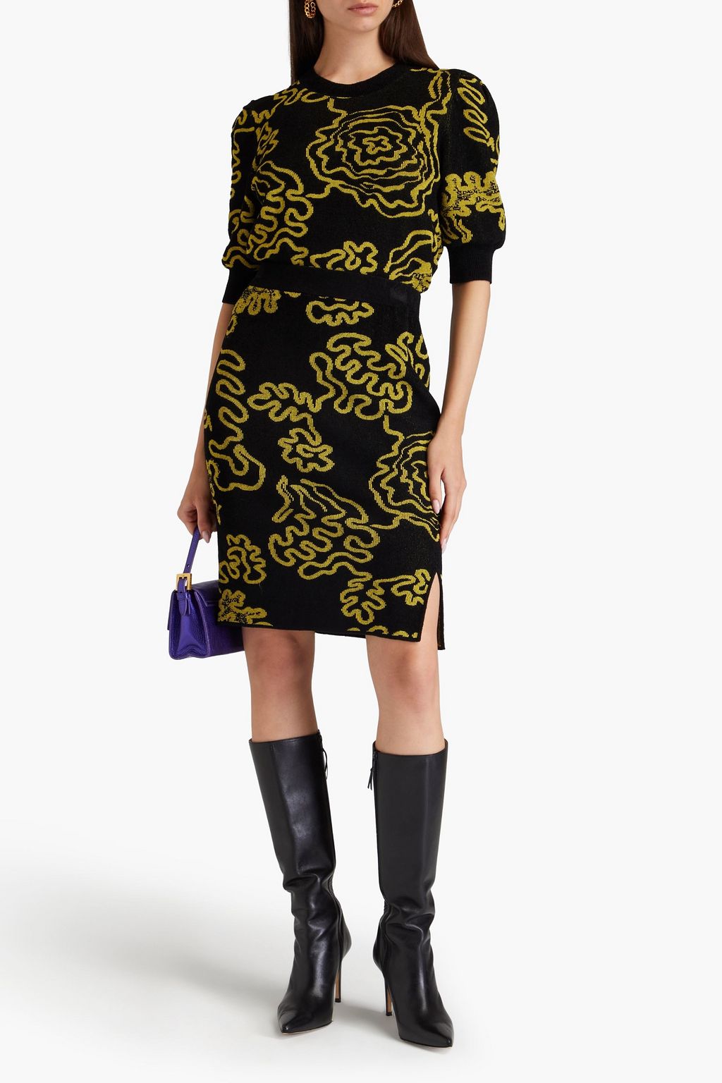 DIANE VON FURSTENBERG تنورة Gusta من نسيج بحبكة الجاكار