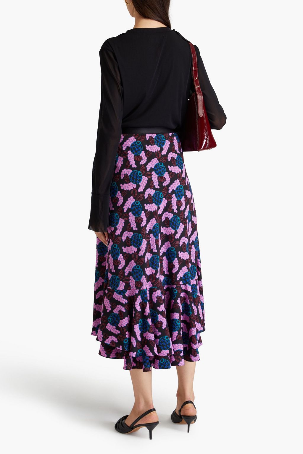 DIANE VON FURSTENBERG Ilea ruffled stretch-mesh blouse