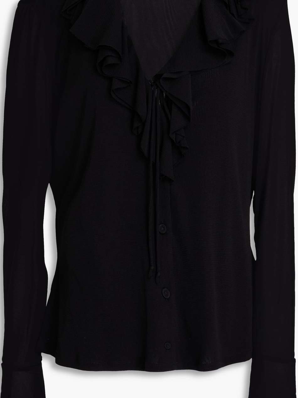 ilea ruffled stretch-mesh blouse