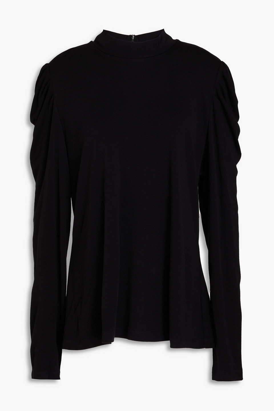 Diane Von Furstenberg Doha Stretch Lyocell And Wool-blend Jersey Turtleneck Top In Black
