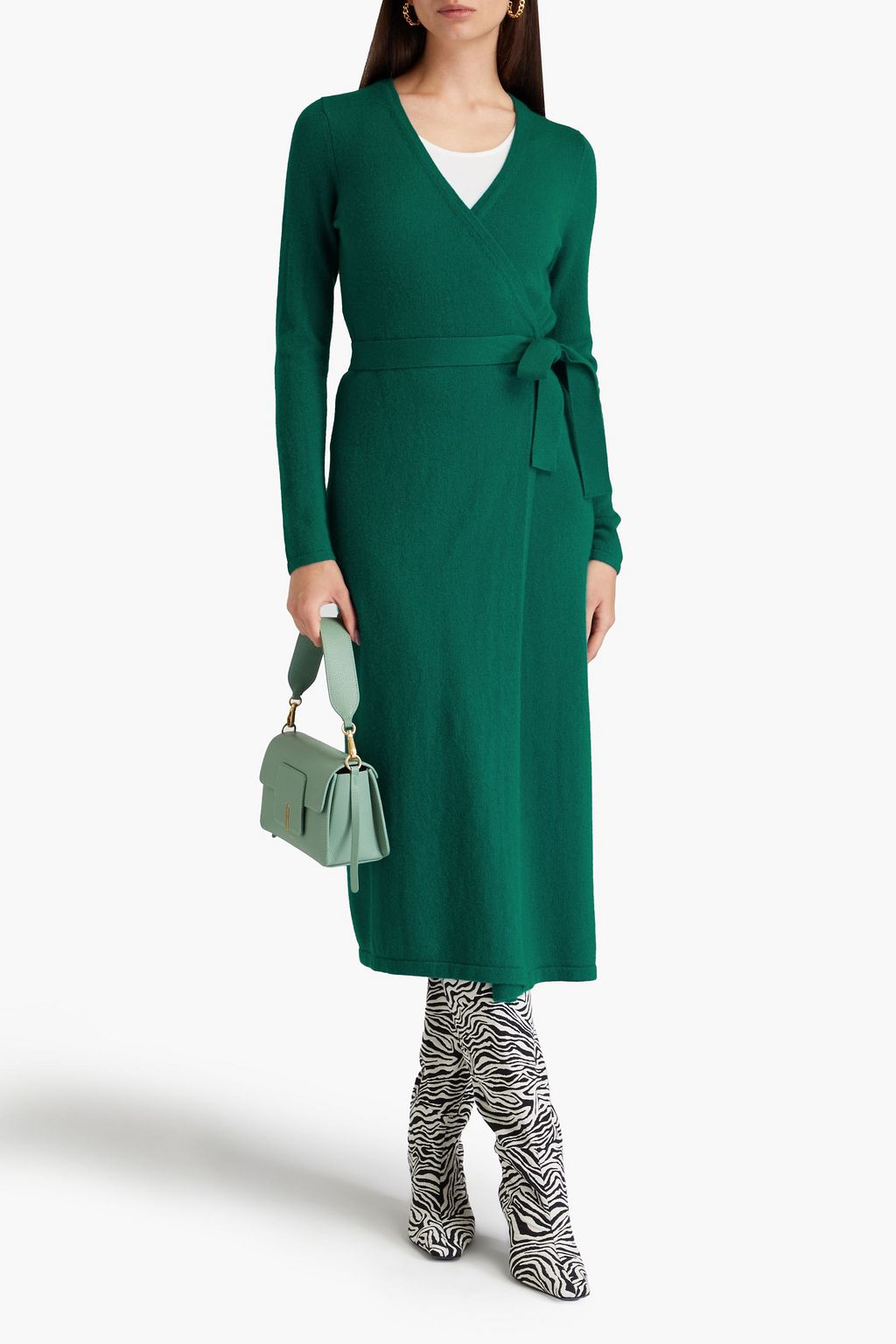 DIANE VON FURSTENBERG Astrid wool and cashmere-blend midi wrap dress