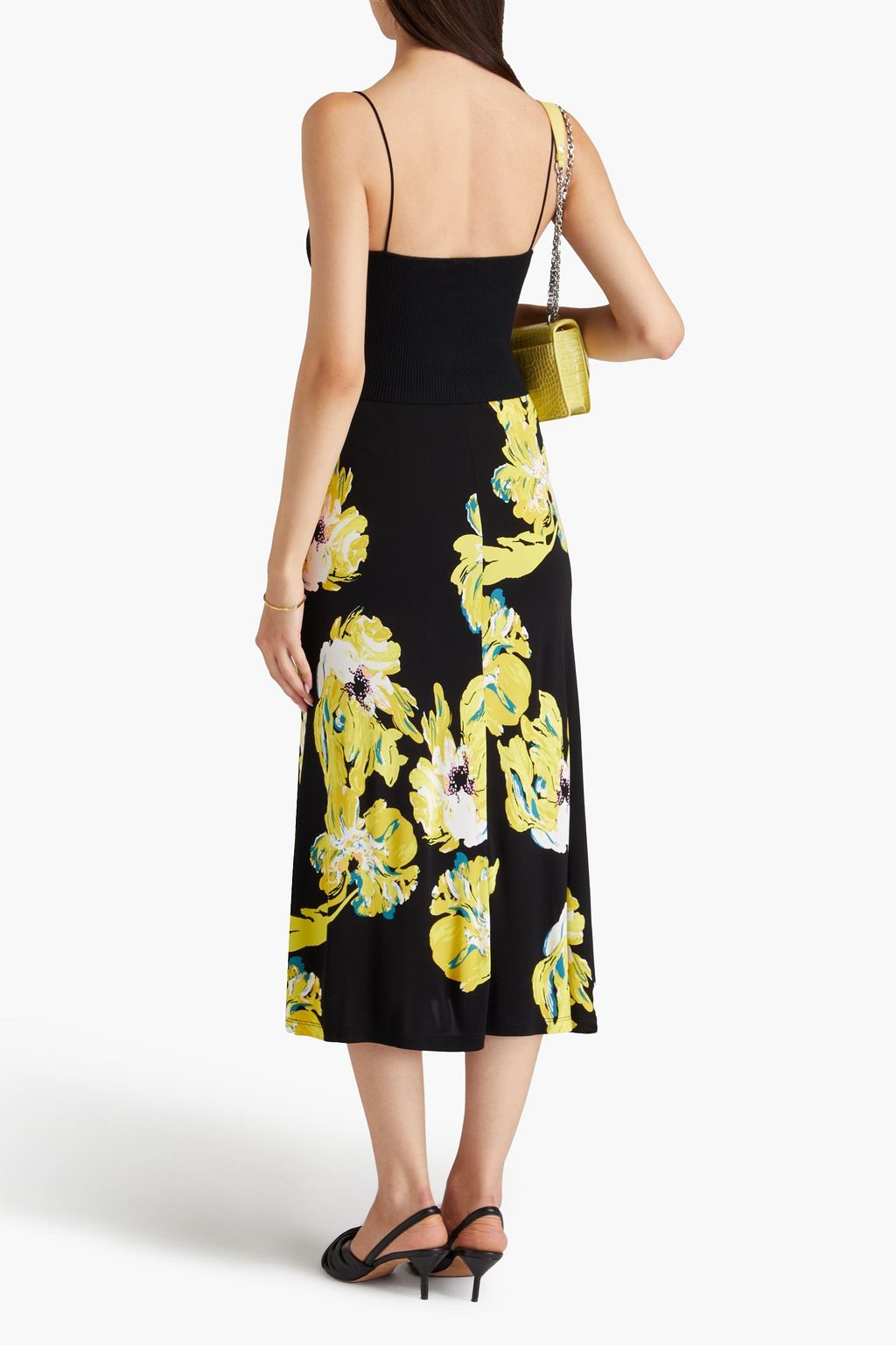 DIANE VON FURSTENBERG تنورة Whitley متوسطة الطول من الجيرسي مزينة بطبعة الأزهار