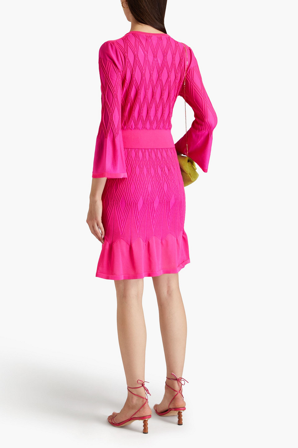 Diane Von Furstenberg Charlie Cropped Knitted Cardigan In Fuchsia