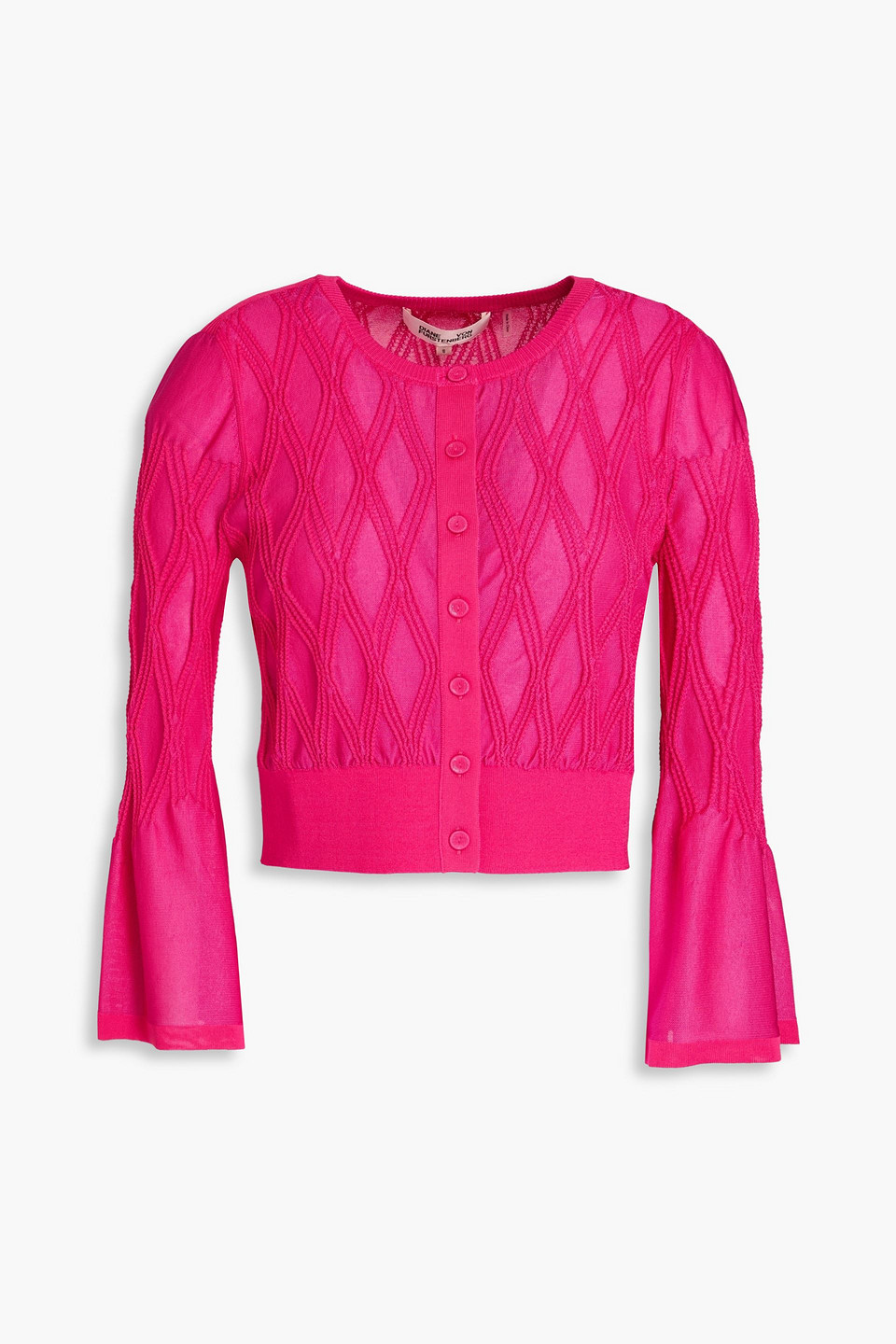 Diane Von Furstenberg Charlie Cropped Knitted Cardigan In Fuchsia