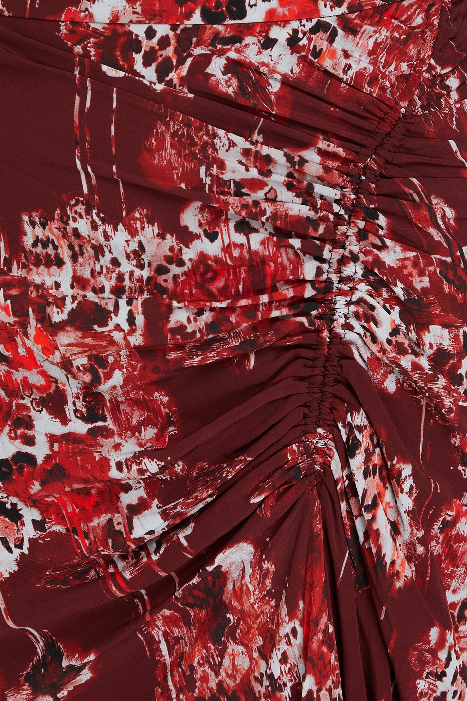 IRO ALISE RUCHED PRINTED CREPE DE CHINE MIDI SKIRT